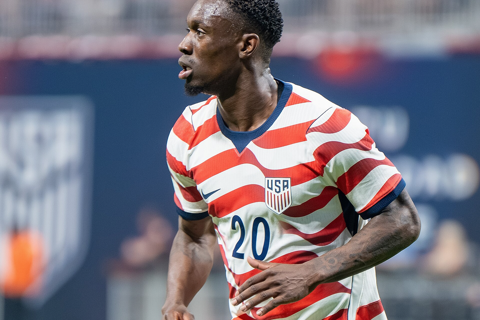 Folarin Balogun during USMNT v Belgium on March 28 2026 at Mercedes-Benz Stadium in Atlanta, Georgia
