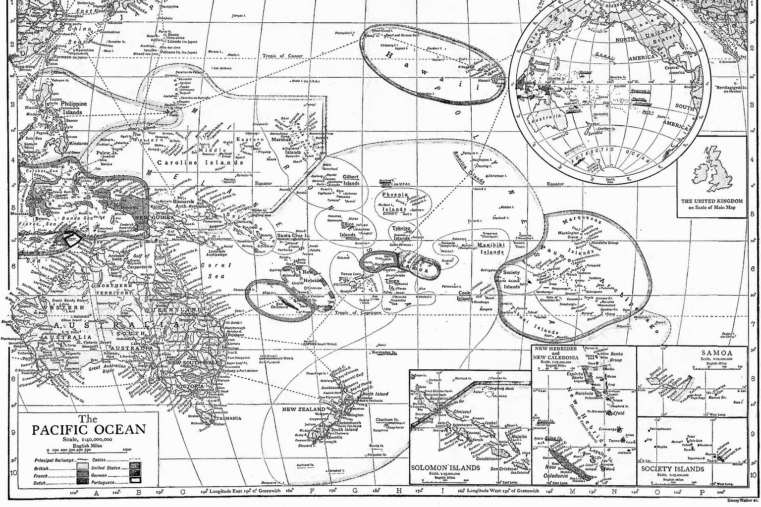 Map of Pacific Ocean, 1911