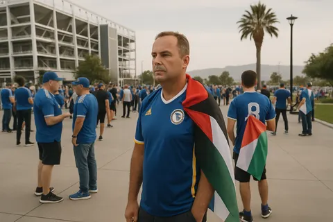 Editorial image for Bosnia Fans Unite in Santa Clara, Bringing Passion and Palestine Support to World Cup