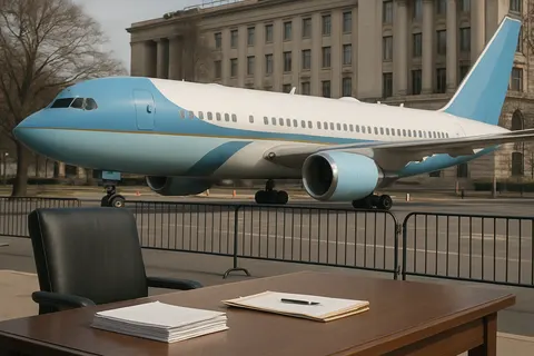 Editorial image for Trump Takes First Ride on Luxury Air Force One Gifted by Qatar