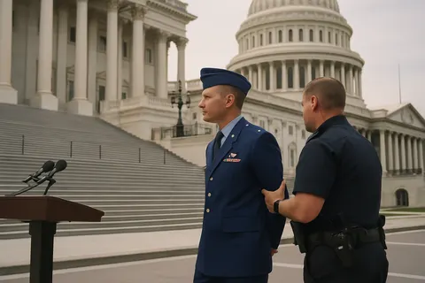 Editorial image for Air Force Major Arrested on Capitol Steps After Calling for Trump and Vice President Vance’s Impeachment