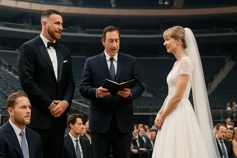 Editorial image for Travis Kelce and Taylor Swift Wed at Madison Square Garden with Sports World in Attendance