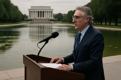 Editorial image for Interior Secretary Doug Burgum Defends Lincoln Memorial Reflecting Pool Renovations