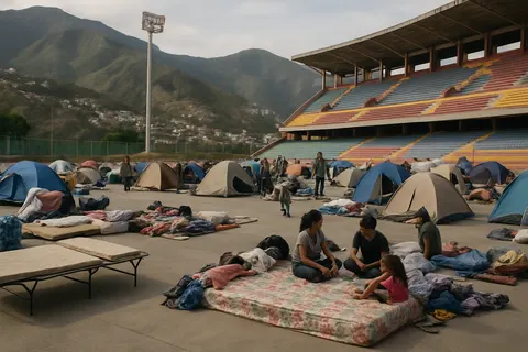 Editorial image for Sports Stadium in La Guaira Transformed into Shelter for Earthquake Victims