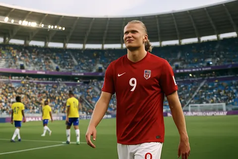 Editorial image for Erling Haaland Leads Norway to Quarter-Finals with Late Win Over Brazil at World Cup