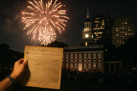 Editorial image for Americans Celebrate 250th Anniversary of Declaration of Independence with Fireworks