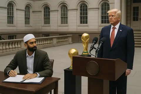 Editorial image for Trump and NYC Mayor Mamdani Offer Contrasting Visions on America’s 250th Birthday; U.S. Faces Belgium in World Cup