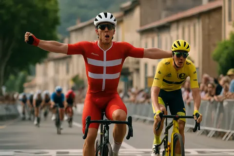 Editorial image for Denmark's Mads Pedersen Wins Stage Four of Tour de France; Norway's Torstein Traeen Takes Yellow Jersey