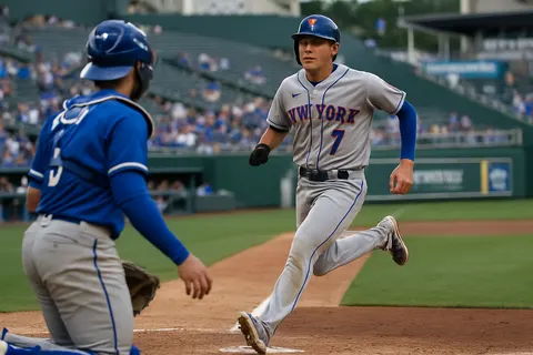 Editorial image for Royals Commit Three Errors on One Play, Mets' Carson Benge Scores Early Runs