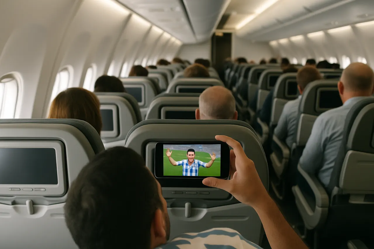 Editorial image for Passenger Streams Argentina's World Cup Comeback for Entire Airplane Cabin