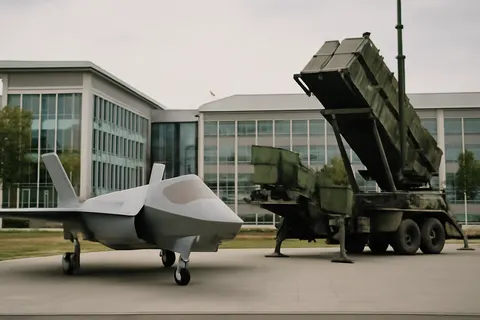Grounded editorial scene illustrating President Trump signals potential approval for Turkey's F-35 purchase and offers Ukraine a license to manufacture Patriot missile interceptors amid ongoing defense collaborations.