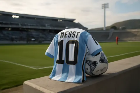 Grounded editorial scene illustrating Argentina narrowly advances to the World Cup semifinals after a tense quarterfinal victory over Switzerland, setting up a clash with England.