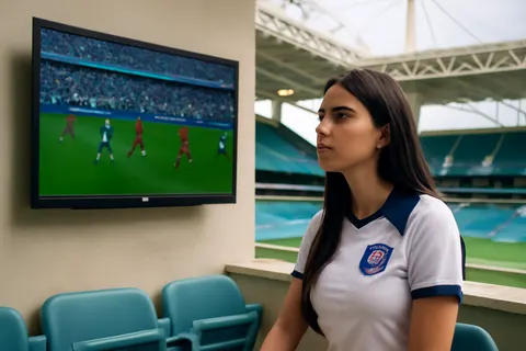 Grounded editorial scene illustrating Croatian influencer Ivana Knoll switched her support to England for the World Cup quarterfinals held at Hard Rock Stadium, while UFC star Conor McGregor faced another leg injury in his recent fight.