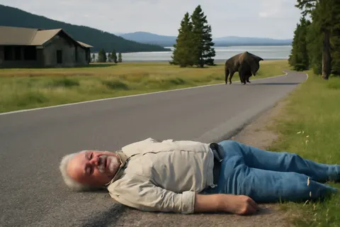 Grounded editorial scene illustrating Carl McDaniel, a community-minded grandfather from Washington, was injured by a bull bison during a trip to Yellowstone with his grandson.