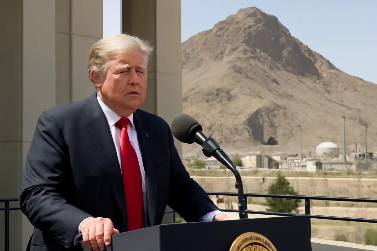 Grounded editorial scene illustrating US President Donald Trump has issued a threat to target a heavily-fortified nuclear site located inside Iran.