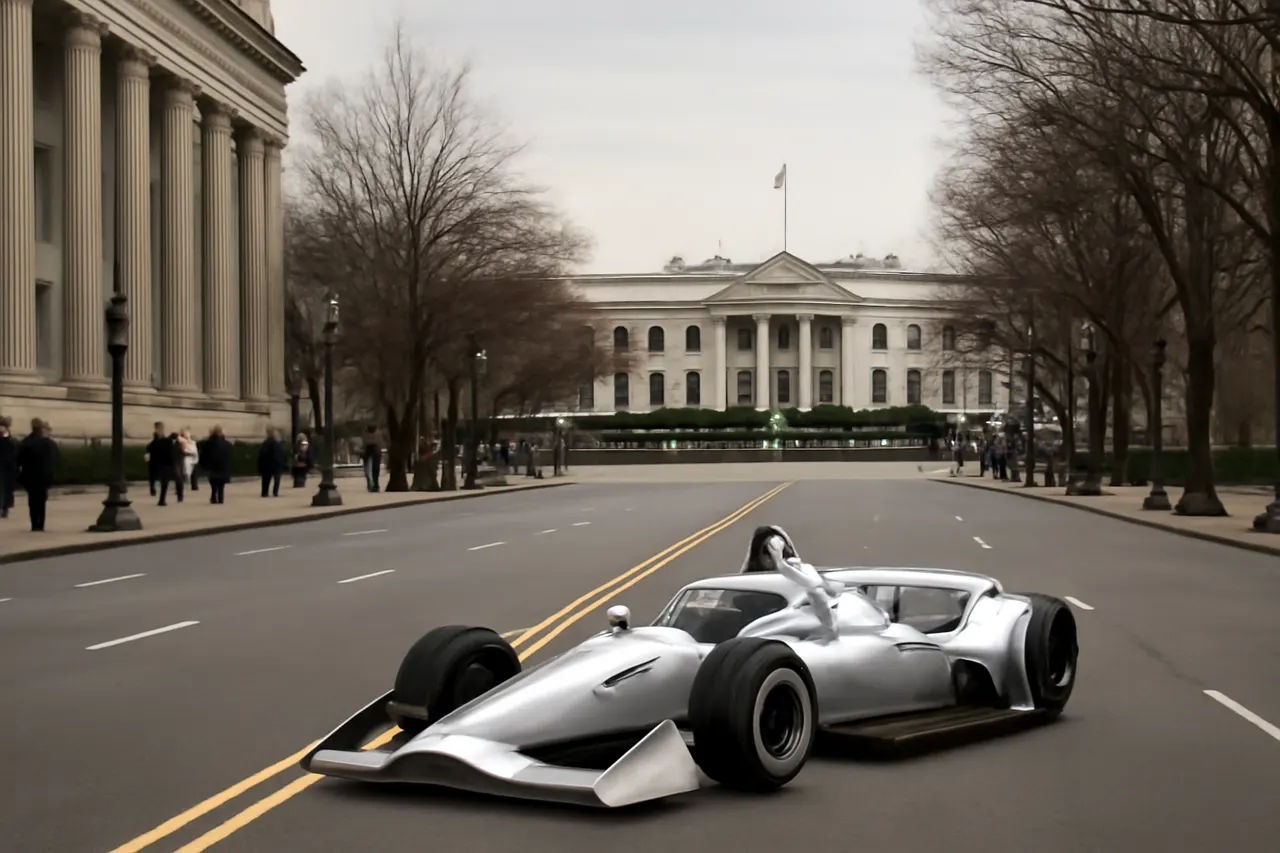 Grounded editorial scene illustrating President Donald Trump showcased INDYCAR vehicles ahead of the first-ever race through the nation’s capital, set for August 22-23, 2026, drawing significant public interest.