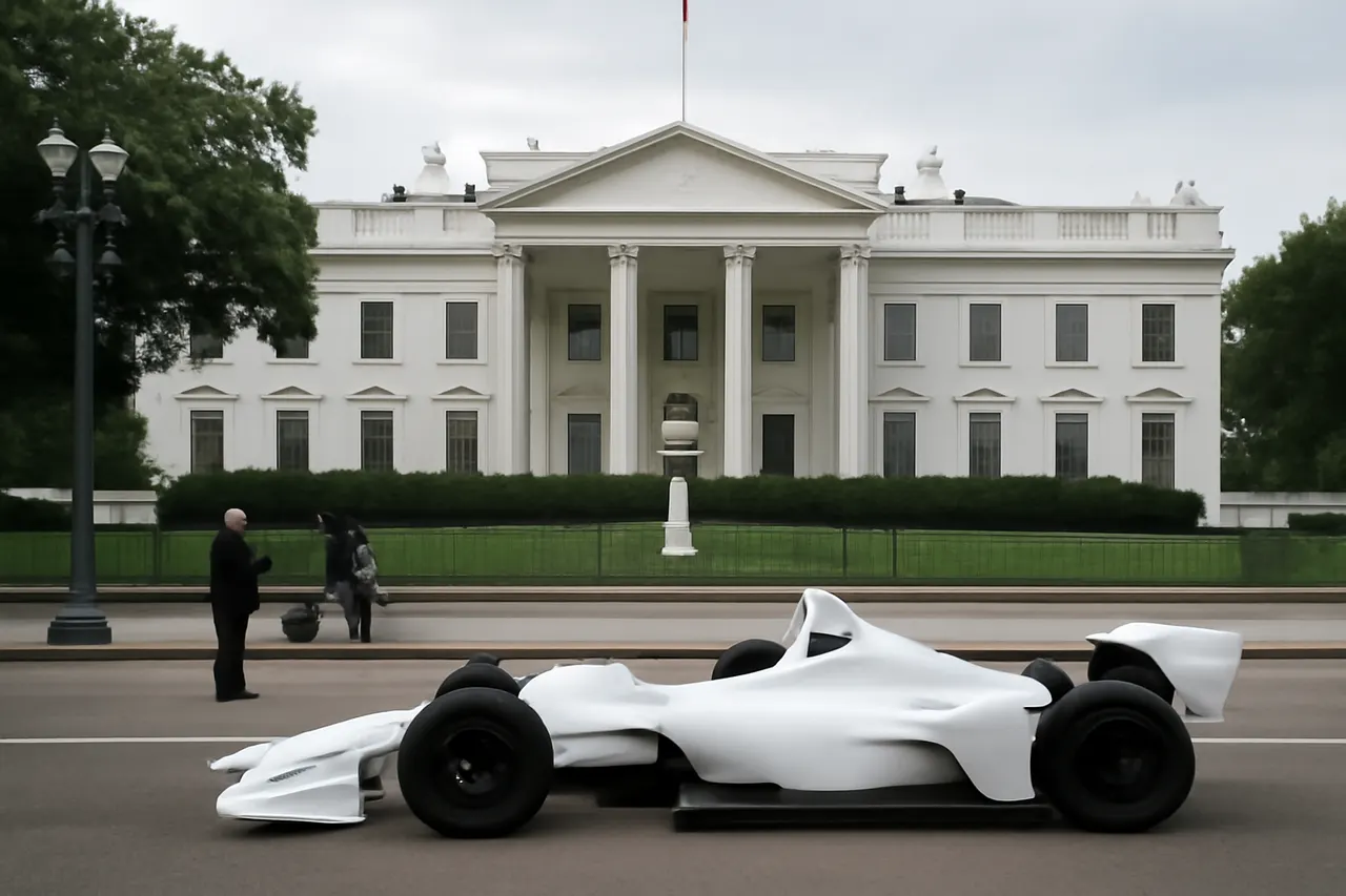 Grounded editorial scene illustrating President Donald Trump showcased INDYCAR vehicles ahead of the first-ever race on Pennsylvania Avenue, set for August 22-23, drawing over 250,000 registered attendees.