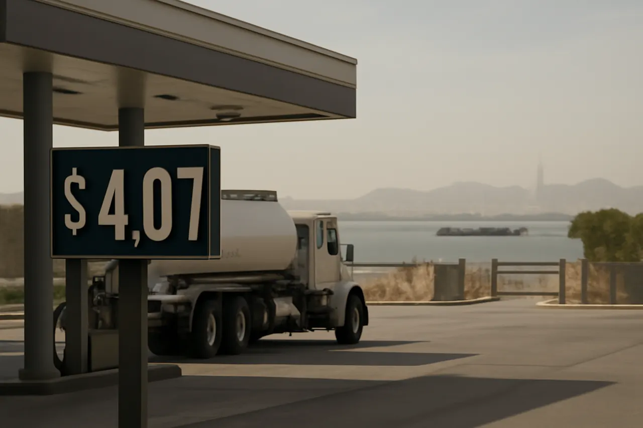 Grounded editorial scene illustrating Rising tensions in the Middle East and recent military casualties coincide with renewed fears of global oil shortages, pushing U.S. gas prices back above $4 per gallon.