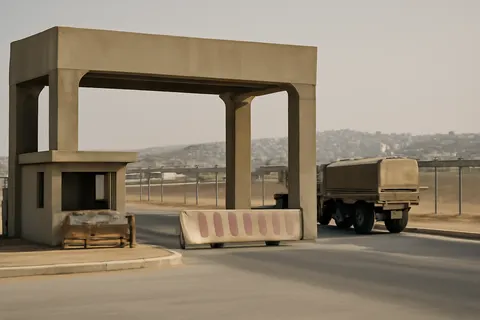 Grounded editorial scene illustrating Two U.S. Army soldiers were killed during an enemy attack at Muwaffaq Salti Air Base in Jordan, marking the first American military deaths since renewed hostilities with Iran.