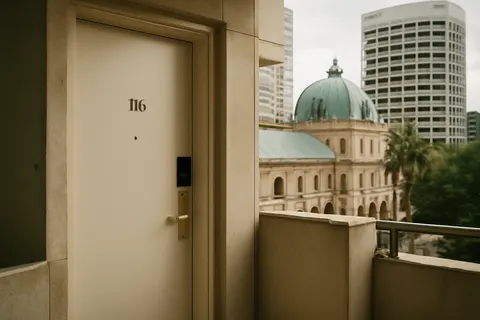 Grounded editorial scene illustrating Overnight stays by Queensland Members of Parliament at the parliamentary annexe surged to 191 last financial year, prompting a fringe benefits tax bill close to $35,000.