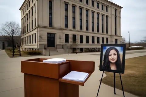 Grounded editorial scene illustrating Brandon Ortiz-Vite, serving a lengthy prison sentence for killing Ruby Garcia, alleges humiliation after his case was used politically and demands compensation and U.S. citizenship.