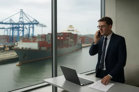 General business and trade setting with a clear real-world economic focal point.