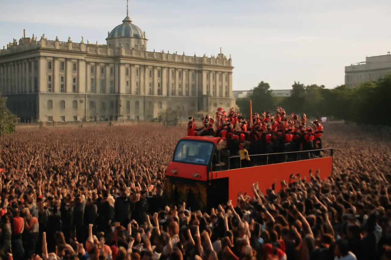 Grounded editorial scene illustrating Over half of Madrid’s population gathered to welcome the victorious Spanish national football team upon their return.