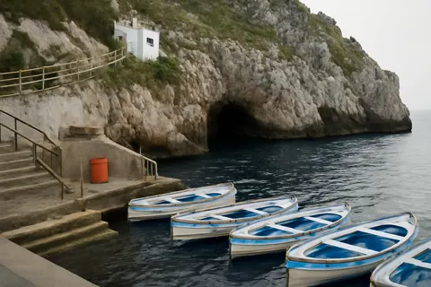 Grounded editorial scene illustrating A Texas couple recounts their harrowing experience during a visit to the famous Blue Grotto in Capri.