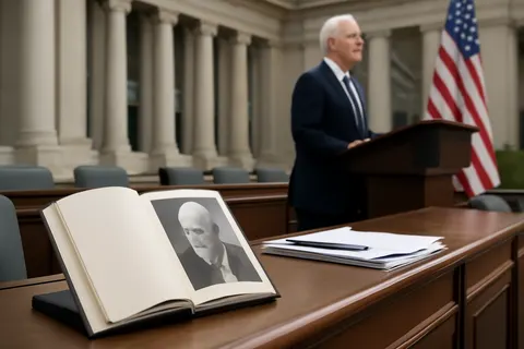 Grounded editorial scene illustrating Ed Feulner’s role as founding president of the Heritage Foundation offers guidance for today’s conservative movement amid ongoing national challenges.