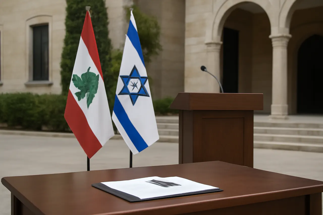 Grounded editorial scene illustrating In a statement to Trump, Lebanese President Aoun emphasized Lebanon's ultimate objective to permanently cease hostilities with Israel.