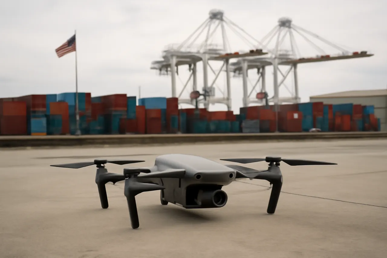Grounded editorial scene illustrating The US Federal Communications Commission proposes blocking drones with advanced capabilities, citing national security concerns and extending component exemptions until 2028.