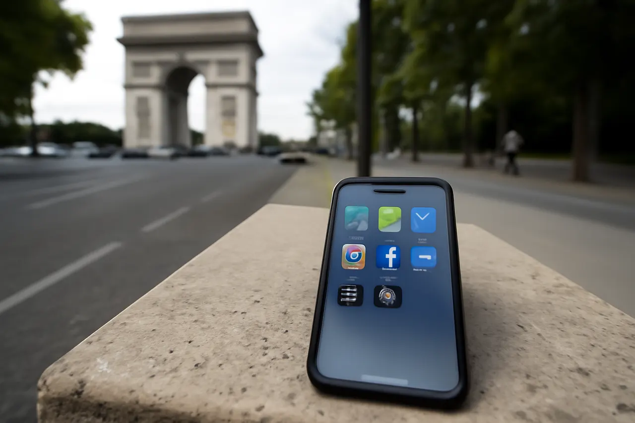 Grounded editorial scene illustrating Following similar measures in the UK and Australia, France becomes the first EU country to implement a social media ban for children under 15.