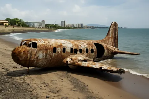 Grounded editorial scene illustrating The discovery of the DC-4 wreckage from a 1952 Pan Am flight that crashed off Puerto Rico sheds light on a tragedy that claimed 52 lives and led to mandatory passenger safety briefings.