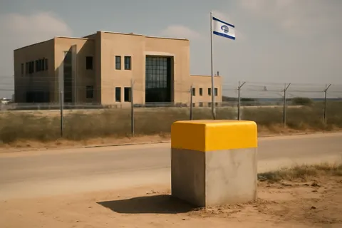 Grounded editorial scene illustrating The restricted access zone known as the ‘Yellow Line’ has grown to cover nearly 65% of the Gaza Strip, with Israeli military outposts increasing since last year’s ceasefire.