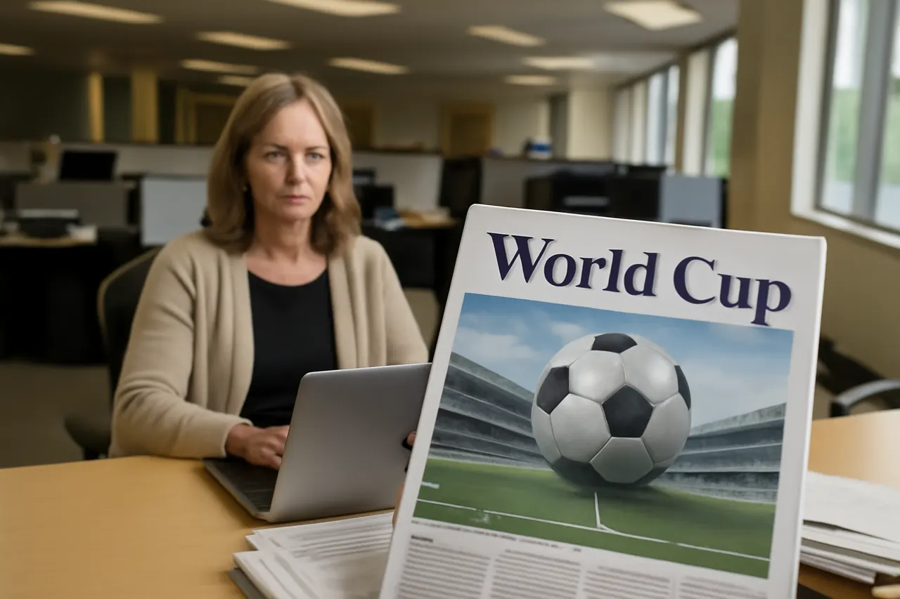 Grounded editorial scene illustrating Nancy Armour predicted American greed and hostility would overshadow the 2026 World Cup, but economic impact and fan experiences suggest a different outcome.