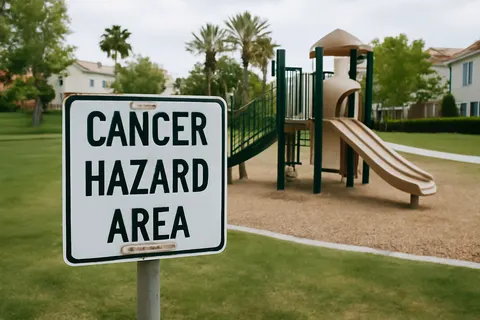 Grounded editorial scene illustrating Six children in Ladera Ranch, Orange County, have been diagnosed with Ewing sarcoma, prompting community concern and calls for investigation into potential environmental causes.