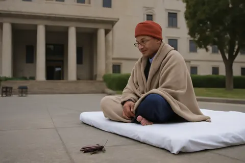Grounded editorial scene illustrating Sonam Wangchuk concluded a hunger strike that energized one of India's largest recent youth movements, while protesters demand the resignation of the education minister.