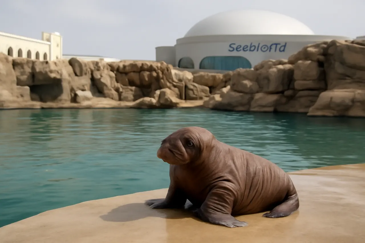 Grounded editorial scene illustrating Two-month-old walrus calf Kaya marks a milestone for SeaWorld Abu Dhabi and the zoological community as the first walrus born in the Middle East or North Africa.