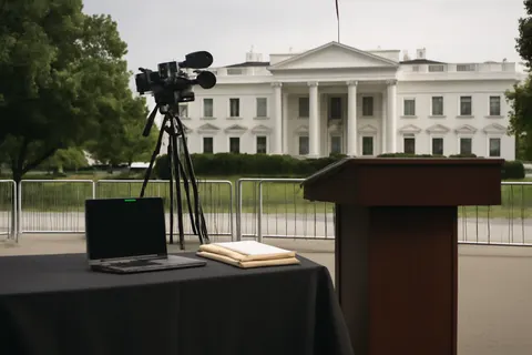 Grounded editorial scene illustrating The White House Correspondents’ Association dinner, postponed after an armed assailant tried to storm the event, will be held with heightened security amid calls for journalists to confront Trump over media attacks.