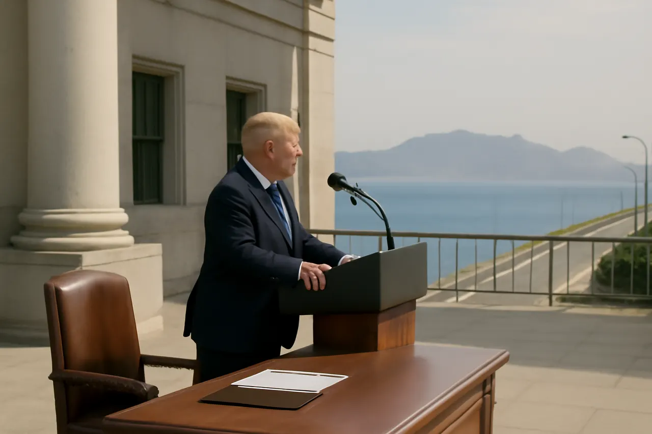 Grounded editorial scene illustrating President Trump warns Iran of intensified U.S. strikes following attacks on U.S. forces, while the administration seeks to reopen the Strait of Hormuz amid stalled negotiations.