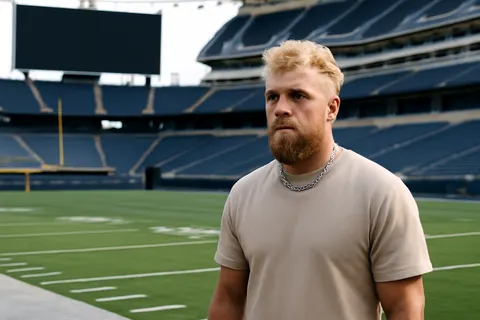 Grounded editorial scene illustrating Boxer and influencer Jake Paul claims NFL teams are interested in signing him and believes his athleticism surpasses many current players.