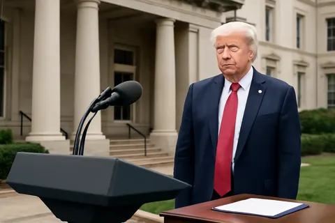 Grounded editorial scene illustrating President Donald Trump described the penalty given to golfer Bryson DeChambeau at The Open as a "tough call" and expressed sympathy amid the controversy.