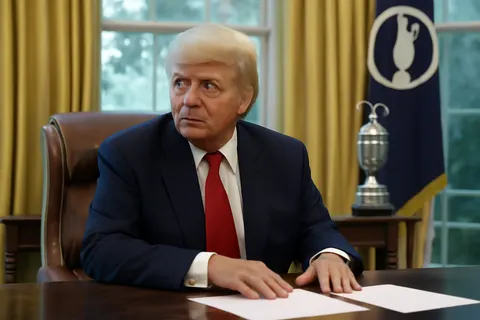 Grounded editorial scene illustrating President Donald Trump calls the penalty a "tough call" and shares his perspective from the Oval Office.