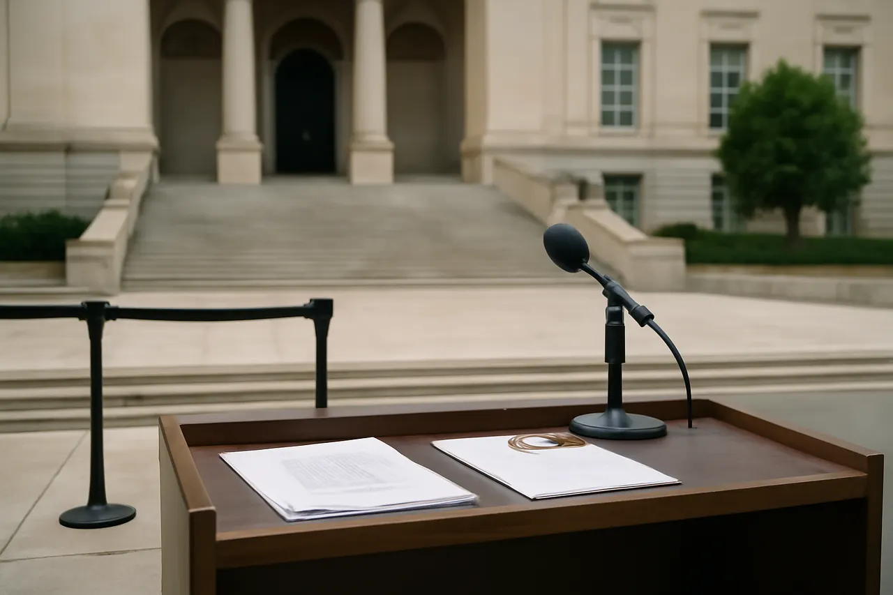 Grounded editorial scene illustrating Texas Republican Rep. Brandon Gill backs President Donald Trump's directive to address perceived left-wing activism at the Smithsonian Museum, calling for museum officials to be removed.