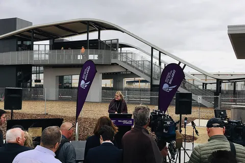 Cobblebank train station being opened by Hon. Jacinta Allan, Minister of Transport on opening day 1 December 2019.