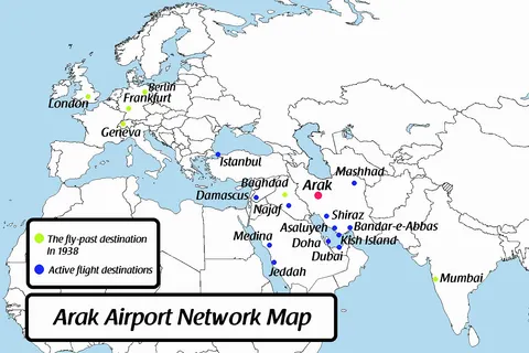 Arak Airport Network Map