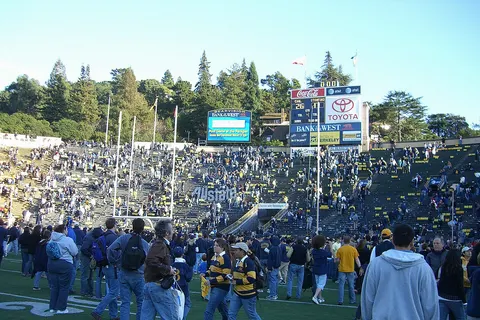 Big Game at California 2006. Cal fans rush the field.