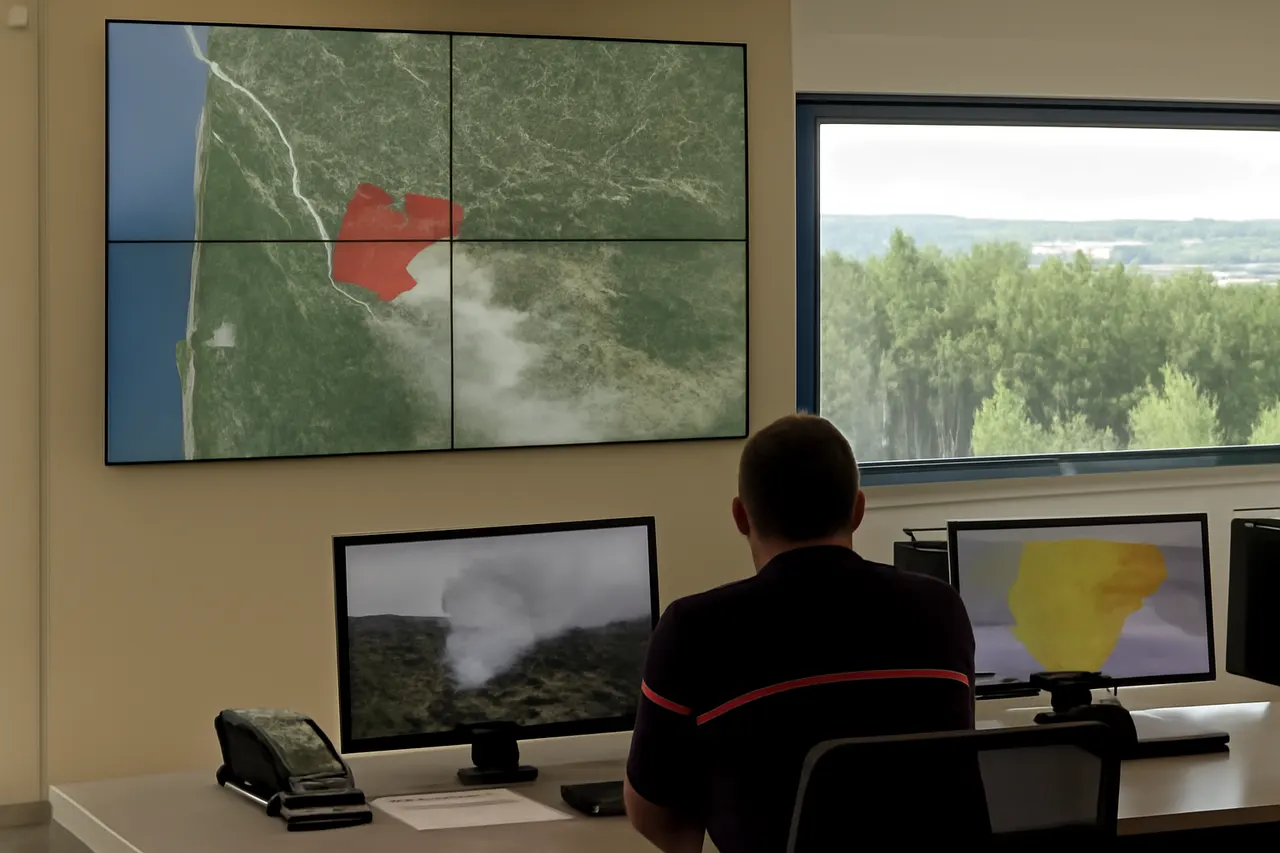 Grounded editorial scene illustrating Southern France battles ongoing wildfires in Gironde, while central Spain sees progress controlling two major fires amid an approaching heat wave.