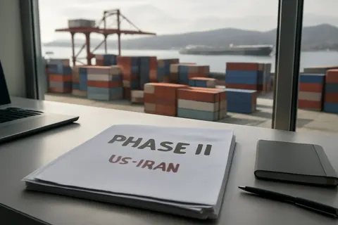 Grounded editorial scene illustrating After 16 days of Phase II in the US-Iran war, both sides are engaging in diplomacy while energy markets seek alternatives due to regional tensions.