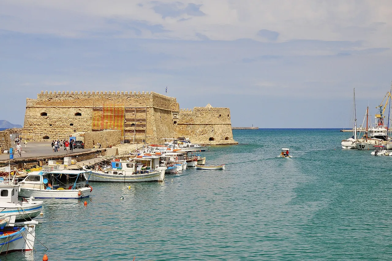 Venetian Fortress of Koules in Heraklion , Crete , Greece .